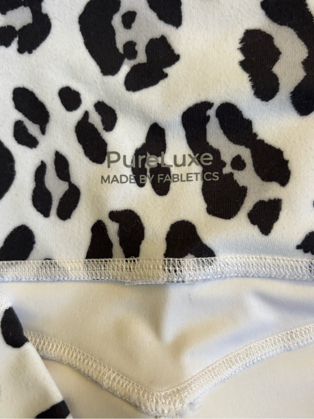 Fabletics Black and White Leopard Print Active Top - Picture 2 of 3